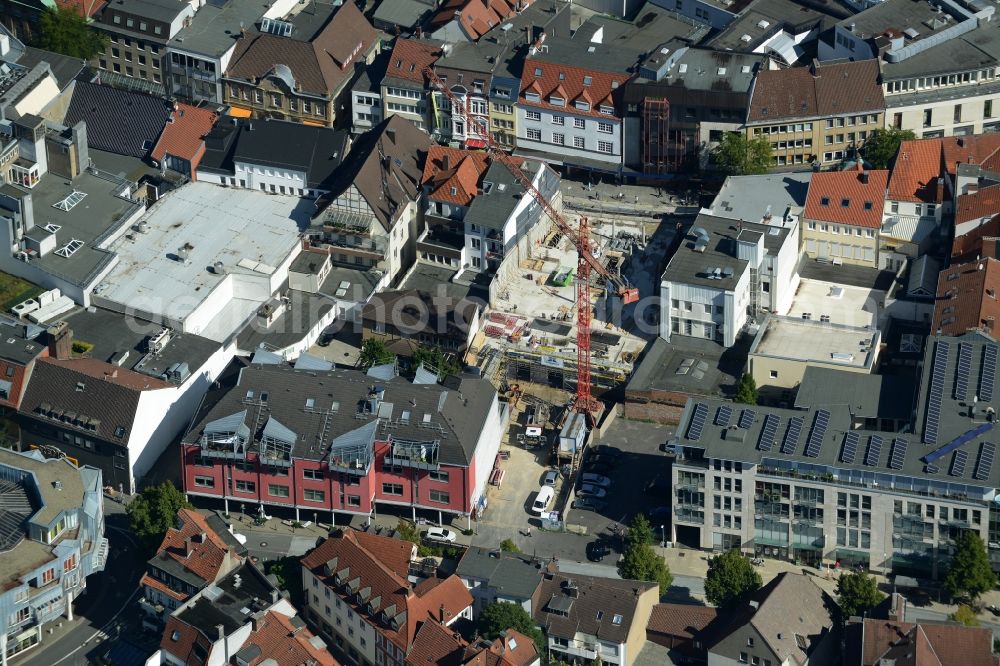 Osnabrück from above - Construction site for the new building of a commercial and business building in the town centre of Osnabrueck in the state of Lower Saxony