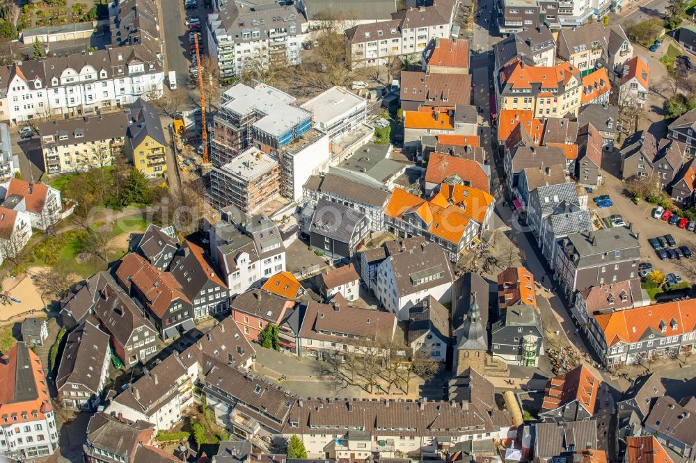 Hattingen from the bird's eye view: Construction site for a health center and medical center on Augustastrasse and Grabenstrasse in Hattingen in the state North Rhine-Westphalia