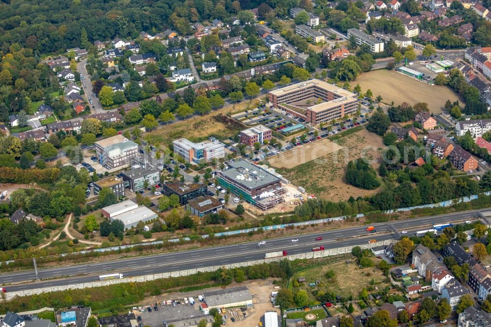 Aerial image Gelsenkirchen - Construction site for a health center and medical center of Janssen Grundstuecksgesellschaft mbH on Ludwig-Erhard-Strasse in Gelsenkirchen in the state North Rhine-Westphalia, Germany