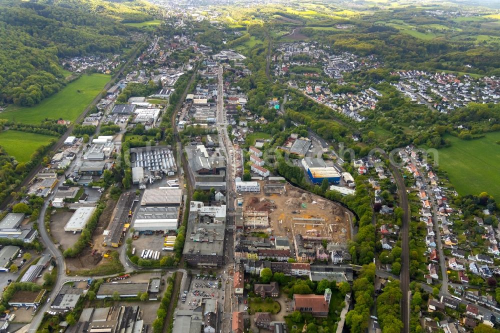 Hagen from the bird's eye view: Construction site for the new construction of a health center and medical center and local care center in Hagen in the state of North Rhine-Westphalia, Germany