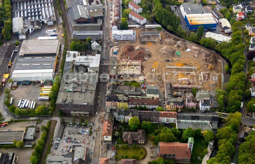 Aerial photograph Hagen - Construction site for the new construction of a health center and medical center and local care center in Hagen in the state of North Rhine-Westphalia, Germany