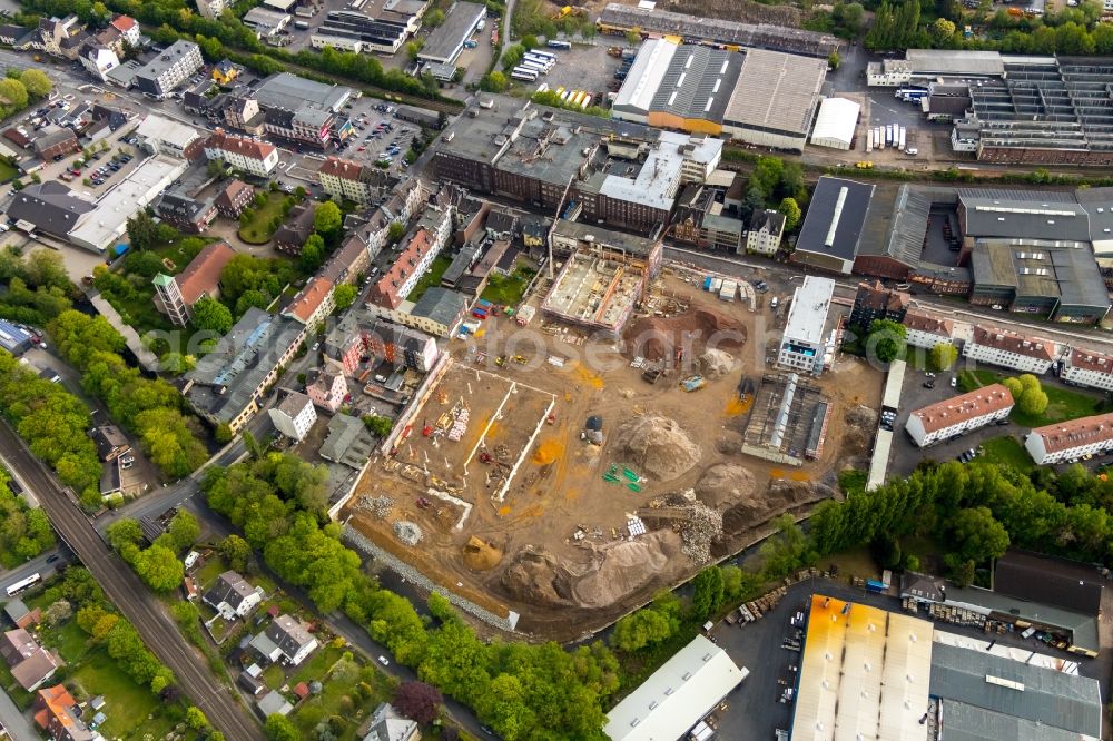 Aerial photograph Hagen - Construction site for the new construction of a health center and medical center and local care center in Hagen in the state of North Rhine-Westphalia, Germany