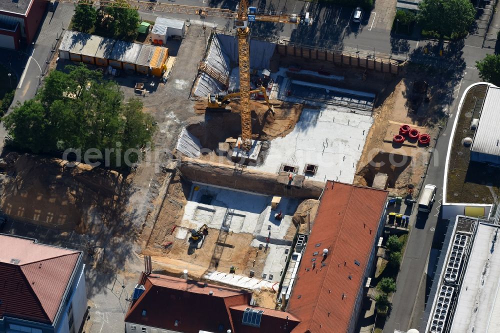 Aerial image Dresden - Construction site for a health center and medical center Nationales Centrum fuer Tumorerkrankungen on Mildred-Scheel-Strasse in the district Altstadt in Dresden in the state Saxony, Germany