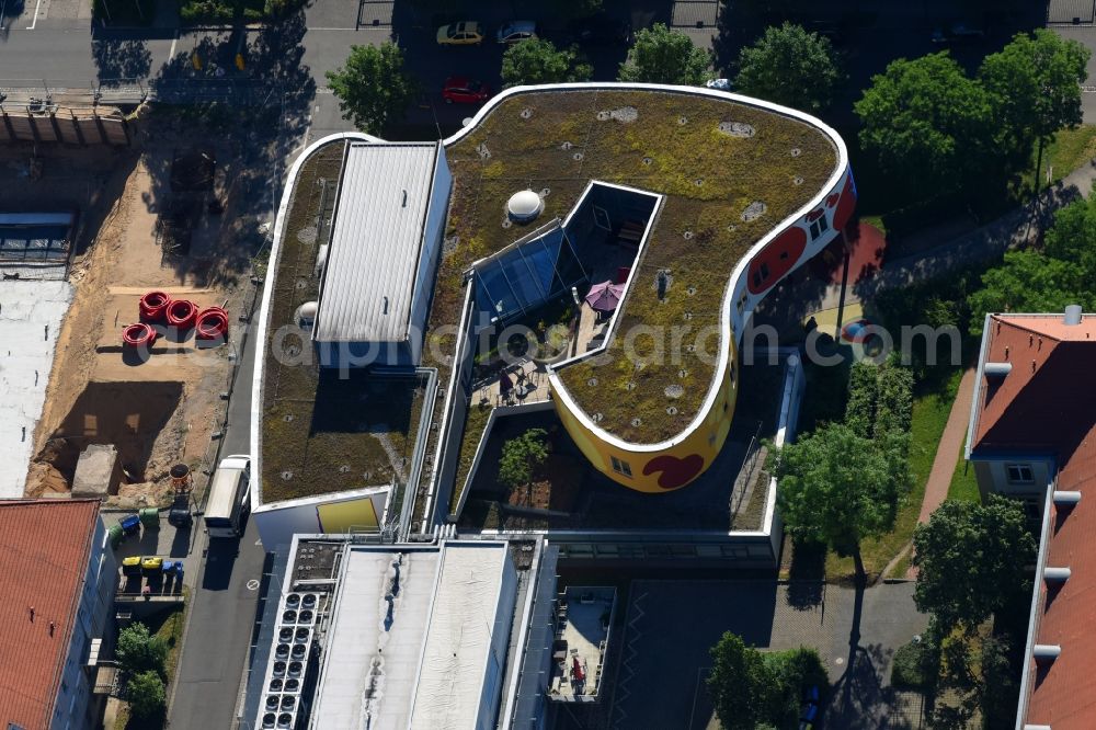 Dresden from above - Construction site for a health center and medical center Nationales Centrum fuer Tumorerkrankungen on Mildred-Scheel-Strasse in the district Altstadt in Dresden in the state Saxony, Germany