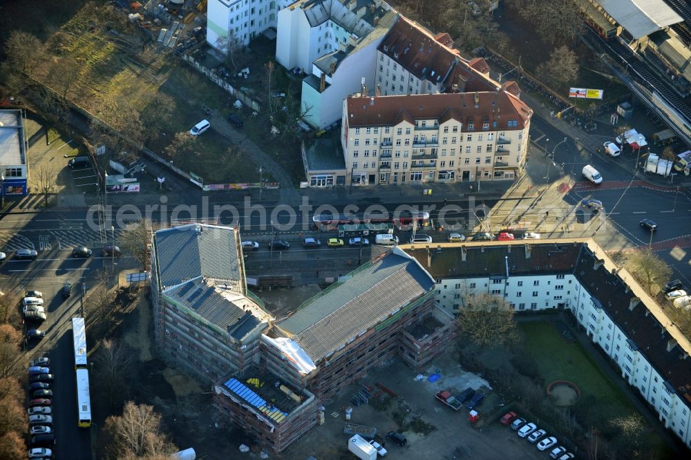 Berlin Köpenick from above - Construction site to build a new health center at the street corner Mahlsdorfer Kaulsdorfer street in Berlin - Köpenick