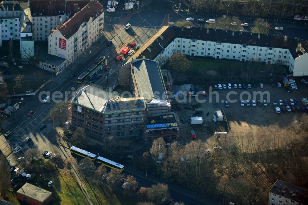 Aerial image Berlin Köpenick - Construction site to build a new health center at the street corner Mahlsdorfer Kaulsdorfer street in Berlin - Köpenick