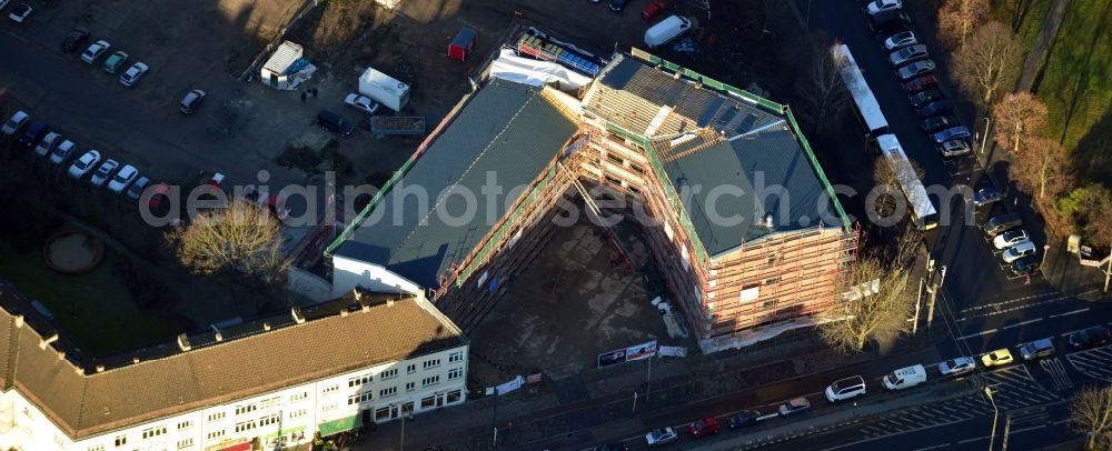 Aerial image Berlin Köpenick - Construction site to build a new health center at the street corner Mahlsdorfer Kaulsdorfer street in Berlin - Köpenick