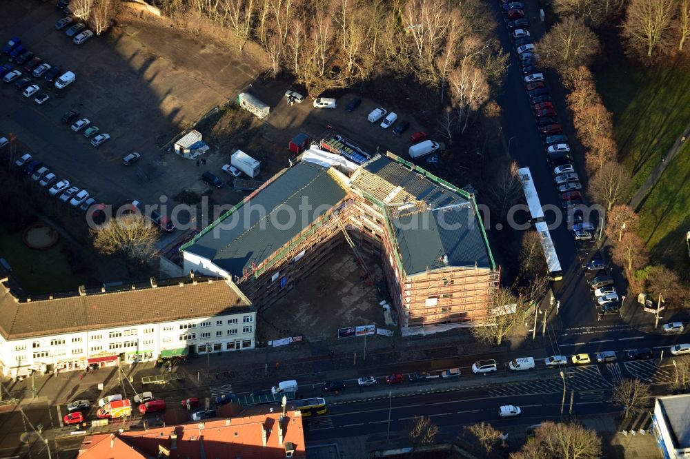 Aerial photograph Berlin Köpenick - Construction site to build a new health center at the street corner Mahlsdorfer Kaulsdorfer street in Berlin - Köpenick