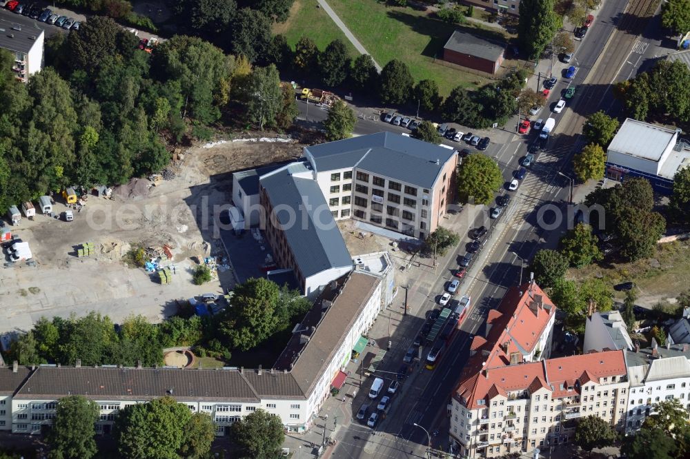 Aerial image Berlin Köpenick - Construction site to build a new health center at the street corner Mahlsdorfer Kaulsdorfer street in Berlin - Köpenick