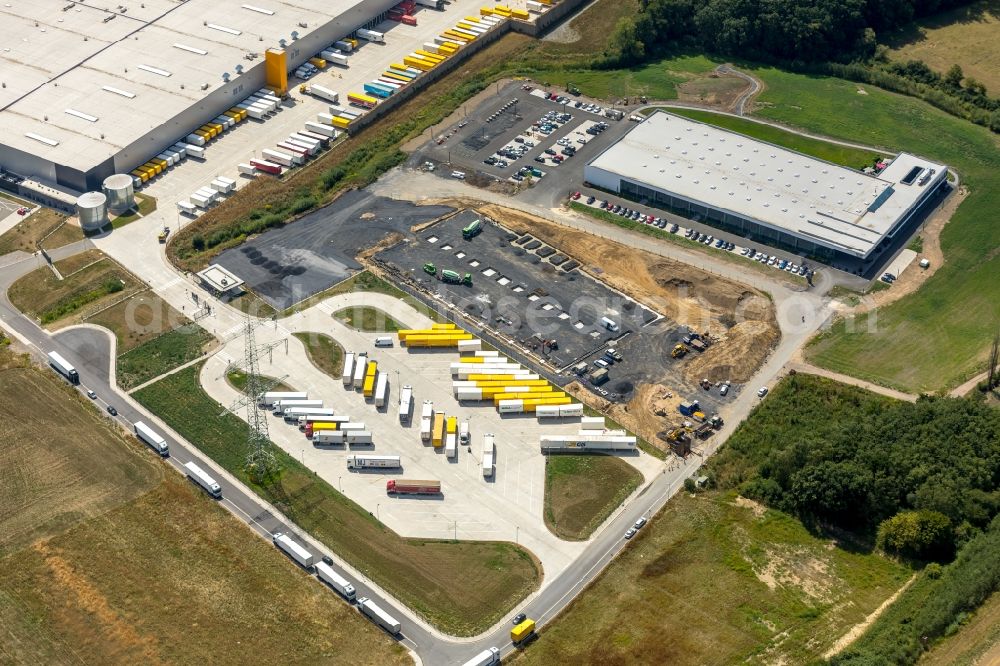 Aerial photograph Werne - Construction site for the construction of a new hall on Raiffeisenstrasse in Werne in the state of North Rhine-Westphalia, Germany