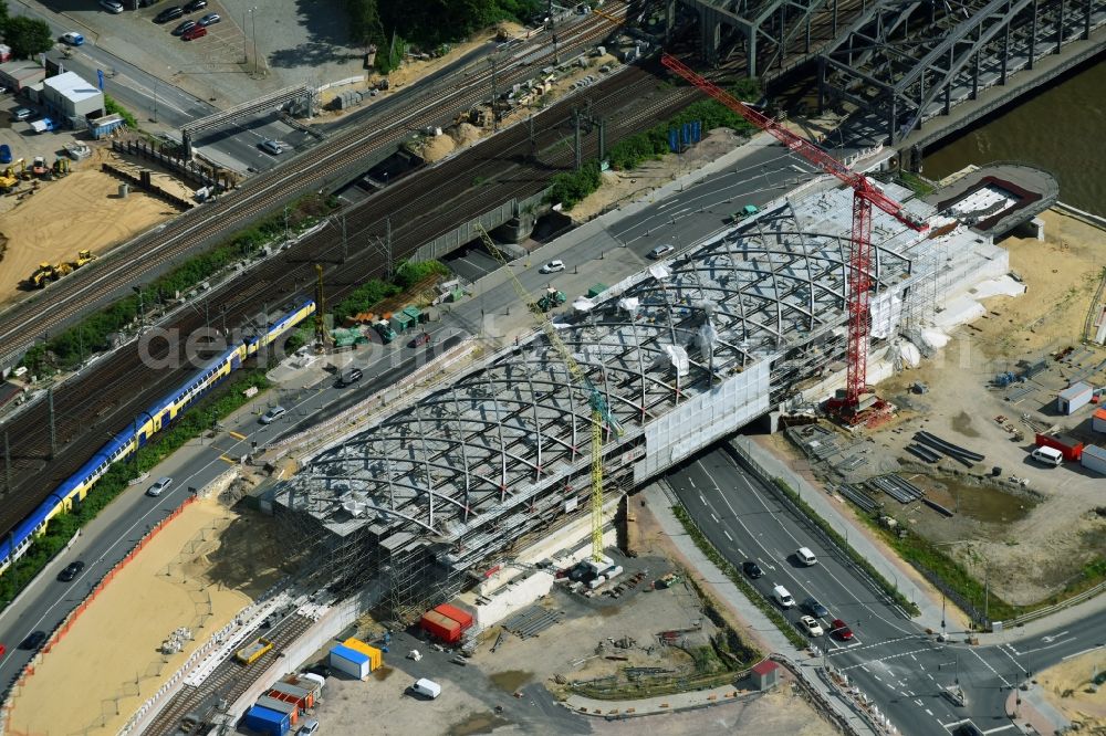 Hamburg from above - Construction site for the train stop Elbbruecken of the subway line 4 in Hamburg, Germany