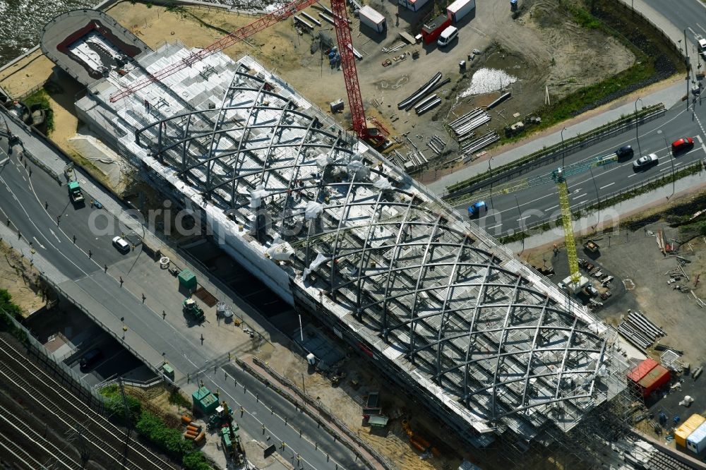 Aerial photograph Hamburg - Construction site for the train stop Elbbruecken of the subway line 4 in Hamburg, Germany