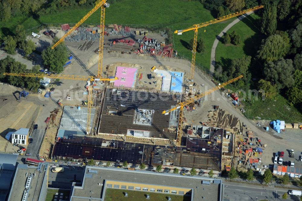 Potsdam from the bird's eye view: Construction site for the new building of the headquarters of the State Investment Bank ILB in Potsdam in Brandenburg