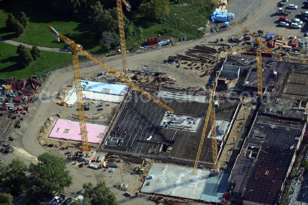 Potsdam from the bird's eye view: Construction site for the new building of the headquarters of the State Investment Bank ILB in Potsdam in Brandenburg