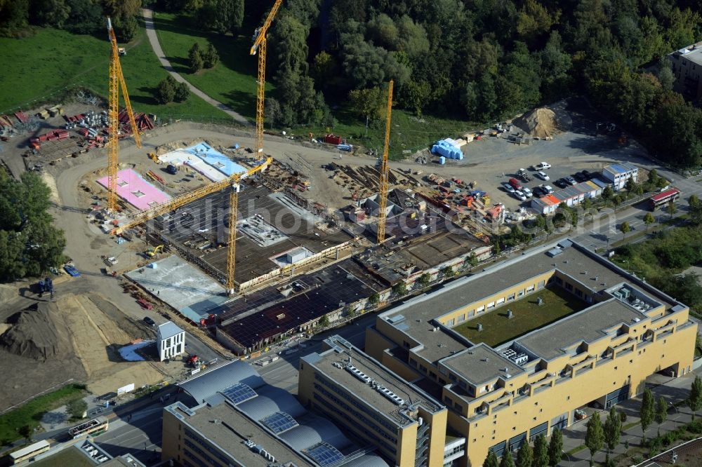 Potsdam from the bird's eye view: Construction site for the new building of the headquarters of the State Investment Bank ILB in Potsdam in Brandenburg