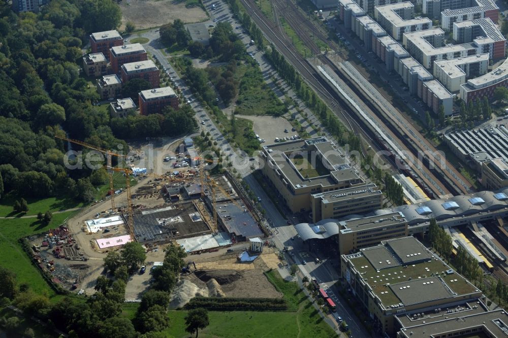 Aerial photograph Potsdam - Construction site for the new building of the headquarters of the State Investment Bank ILB in Potsdam in Brandenburg