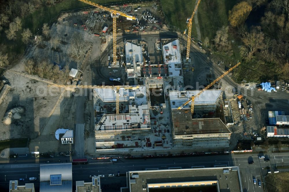 Aerial photograph Potsdam - Construction site for the new building of the headquarters of the State Investment Bank ILB in Potsdam in Brandenburg