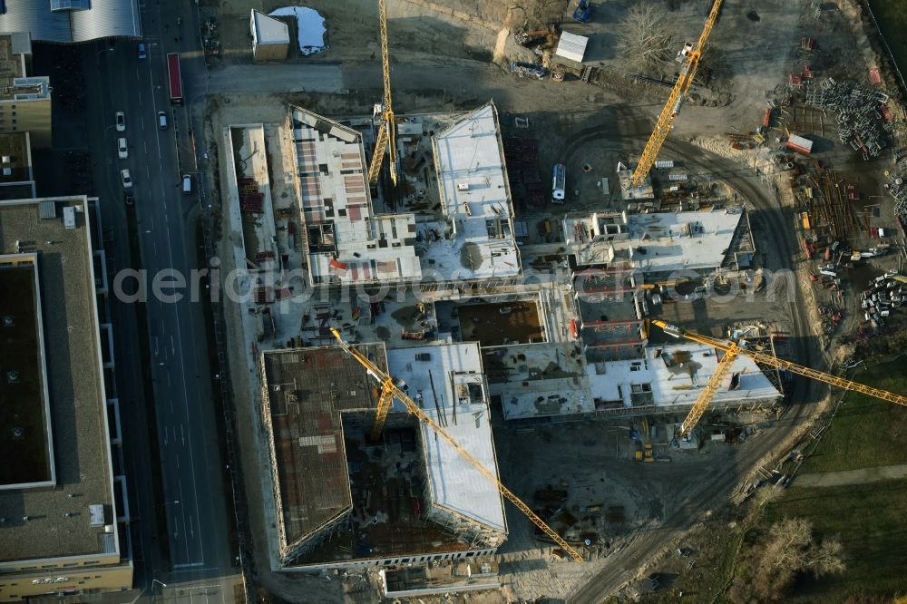 Aerial image Potsdam - Construction site for the new building of the headquarters of the State Investment Bank ILB in Potsdam in Brandenburg