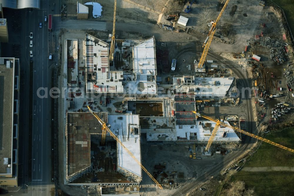 Aerial photograph Potsdam - Construction site for the new building of the headquarters of the State Investment Bank ILB in Potsdam in Brandenburg