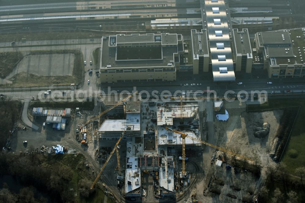 Aerial image Potsdam - Construction site for the new building of the headquarters of the State Investment Bank ILB in Potsdam in Brandenburg