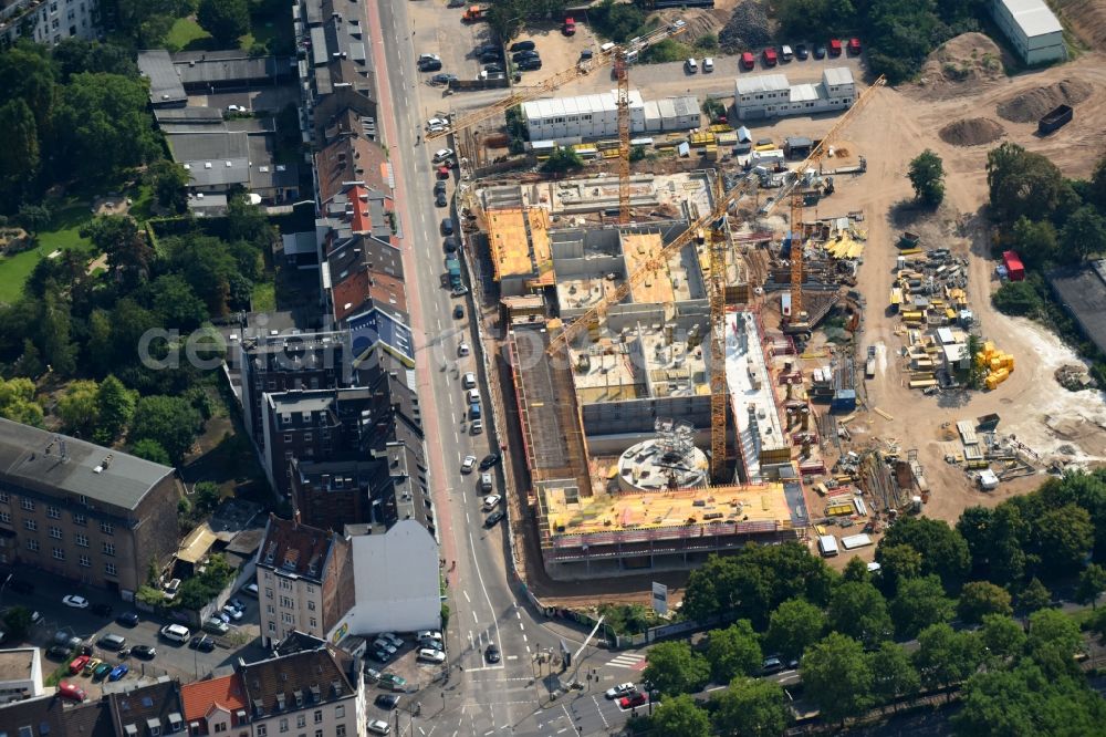 Köln from above - Construction site for the new building Historisches Archiv der Stadt Koeln on Eifelwall in the district Lindenthal in Cologne in the state North Rhine-Westphalia, Germany