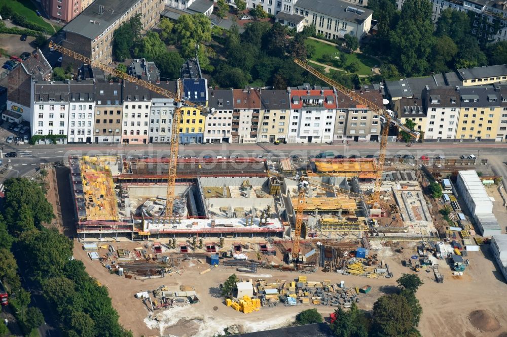 Köln from above - Construction site for the new building Historisches Archiv der Stadt Koeln on Eifelwall in the district Lindenthal in Cologne in the state North Rhine-Westphalia, Germany