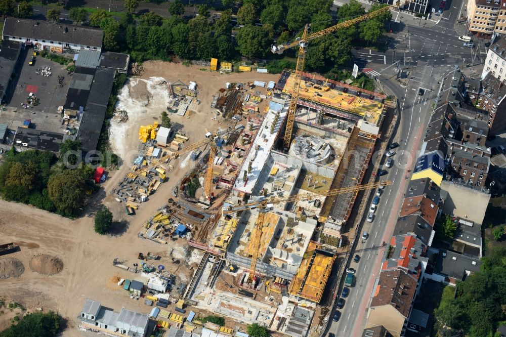 Köln from above - Construction site for the new building Historisches Archiv der Stadt Koeln on Eifelwall in the district Lindenthal in Cologne in the state North Rhine-Westphalia, Germany