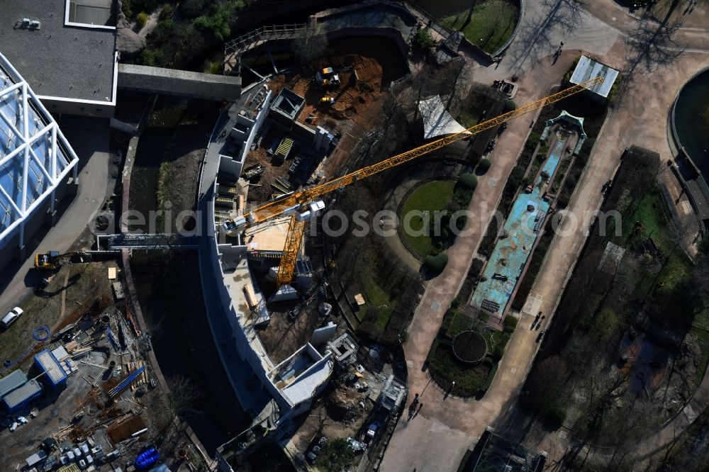 Aerial image Leipzig - Construction site for the new building Hochgebirgslandschaft Himalaya through the OTTO HEIL GmbH & Co.KG in the district Mitte in Leipzig in the state Saxony