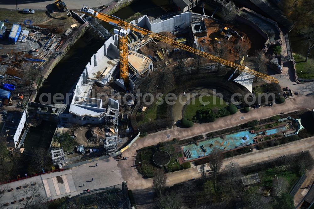 Leipzig from above - Construction site for the new building Hochgebirgslandschaft Himalaya through the OTTO HEIL GmbH & Co.KG in the district Mitte in Leipzig in the state Saxony