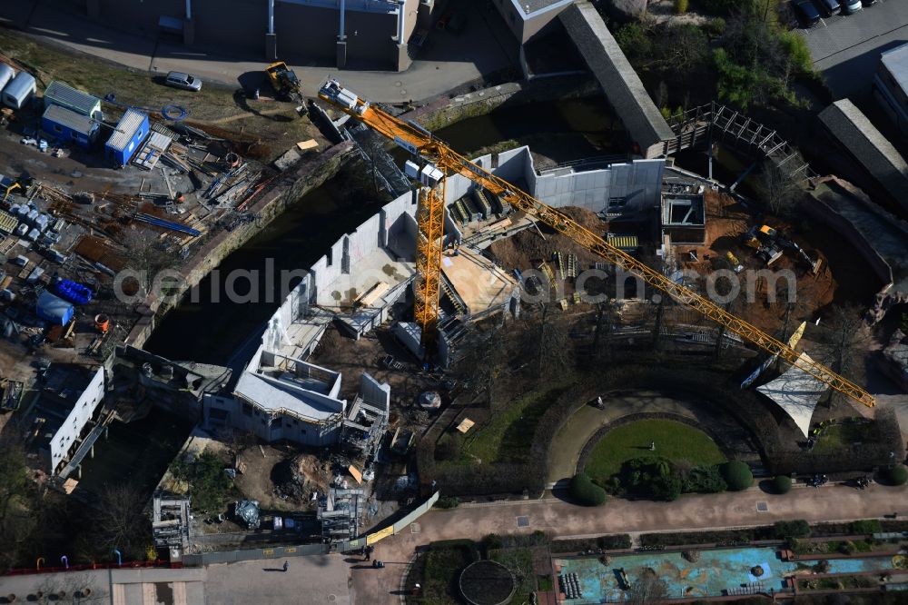 Leipzig from the bird's eye view: Construction site for the new building Hochgebirgslandschaft Himalaya through the OTTO HEIL GmbH & Co.KG in the district Mitte in Leipzig in the state Saxony