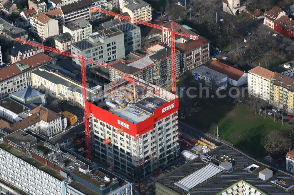 Basel from above - Site for New High-Rise Buildings Complex Biozentrum of the University by the Erne AG Bauunternehmung in Basel, Switzerland