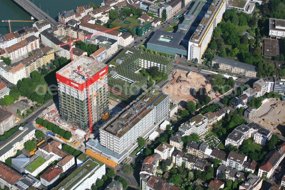 Basel from above - Site for New High-Rise Buildings Complex Biozentrum of the University by the Erne AG Bauunternehmung in Basel, Switzerland