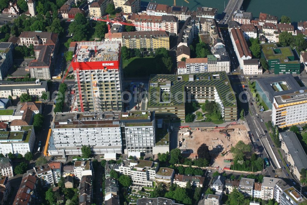 Basel from the bird's eye view: Site for New High-Rise Buildings Complex Biozentrum of the University by the Erne AG Bauunternehmung in Basel, Switzerland