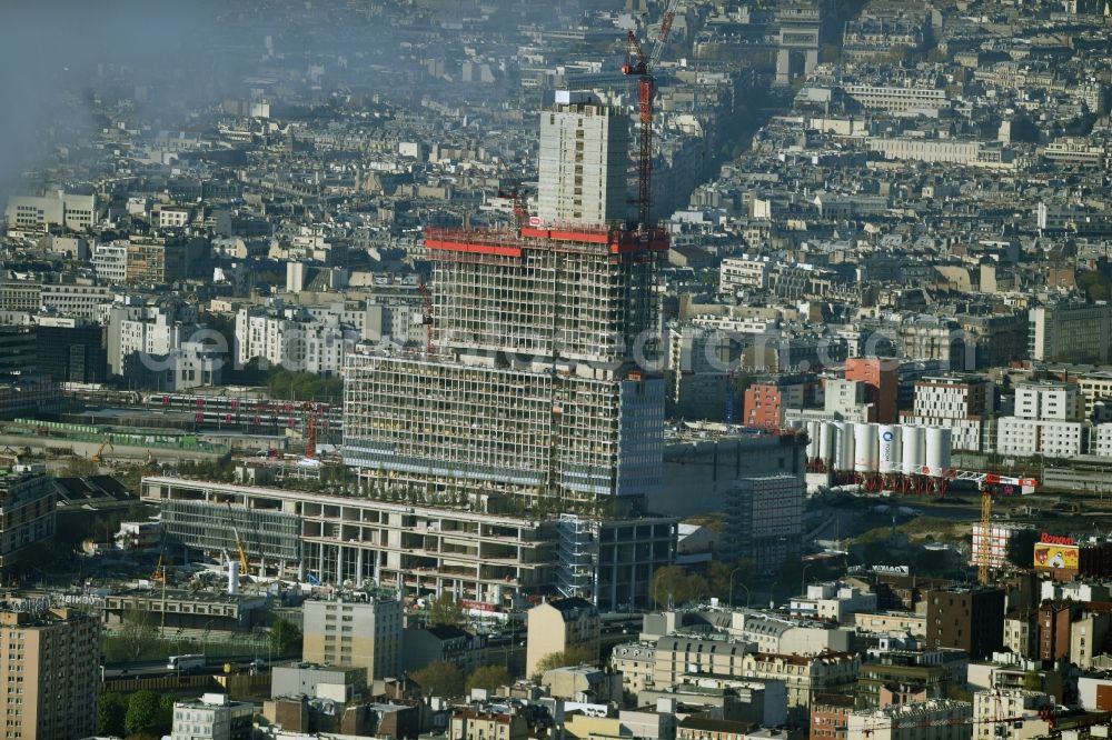 Aerial photograph Paris - Construction site for new high-rise building complex des Justiz- Palast T.G.I. Batignolles on boulevard Berthier in Paris in Ile-de-France, France