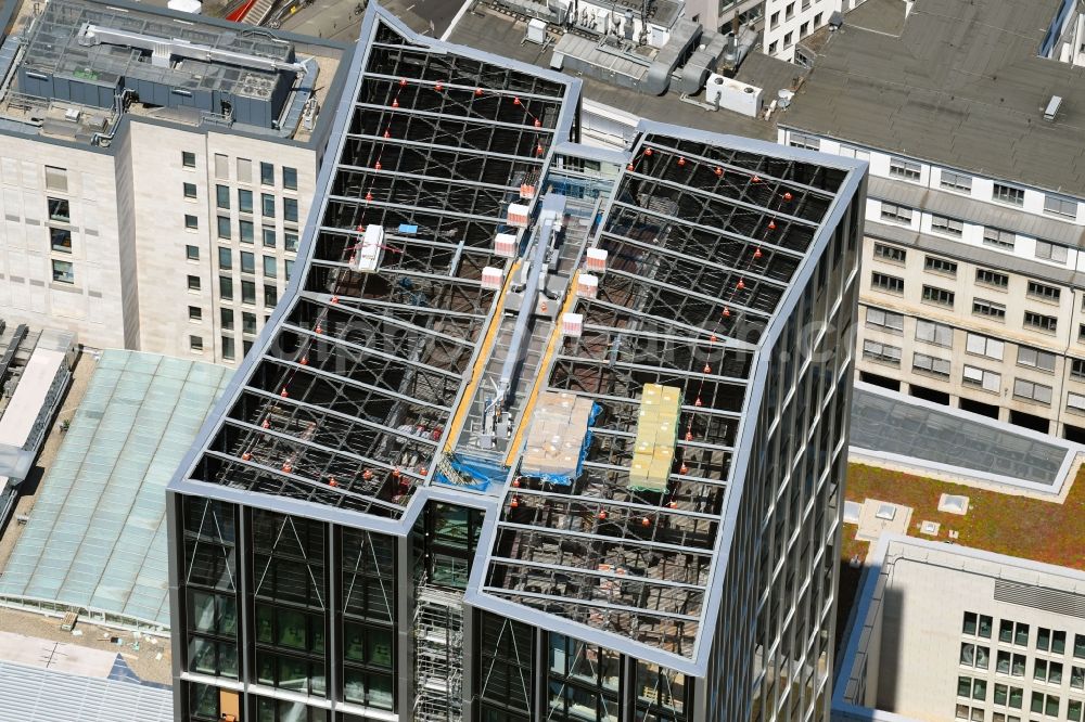 Aerial photograph Frankfurt am Main - Construction site for new high-rise building complex MainTor WINX on Schneidwallgasse in Frankfurt in the state Hesse, Germany