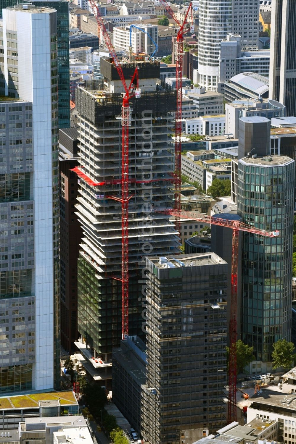 Aerial photograph Frankfurt am Main - Construction site for new high-rise building complex OMNITURM on Taunusanlage in Frankfurt in the state Hesse, Germany