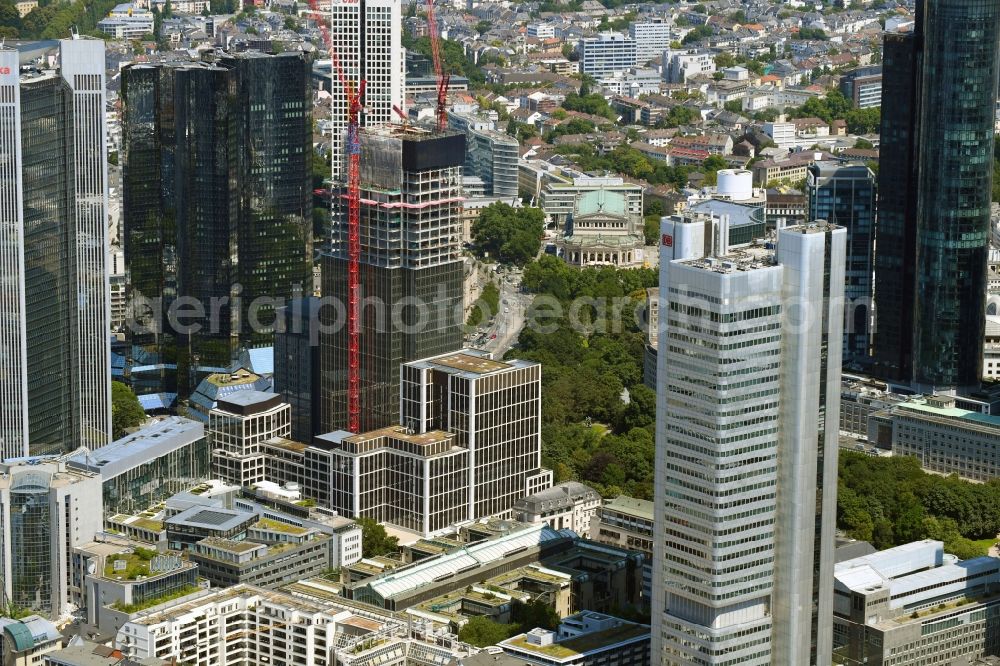 Aerial image Frankfurt am Main - Construction site for new high-rise building complex OMNITURM on Taunusanlage in Frankfurt in the state Hesse, Germany