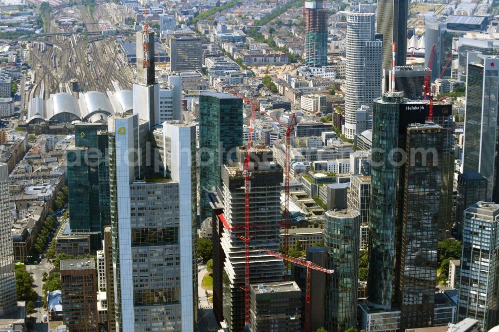 Frankfurt am Main from above - Construction site for new high-rise building complex OMNITURM on Taunusanlage in Frankfurt in the state Hesse, Germany