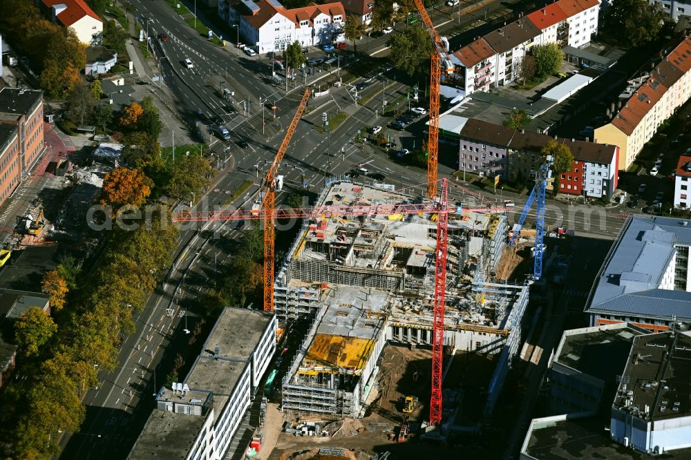 Mannheim from above - Construction site for new high-rise building complex Rollbuehlstrasse corner Kallstadter Strasse in the district Kaefertal in Mannheim in the state Baden-Wuerttemberg, Germany