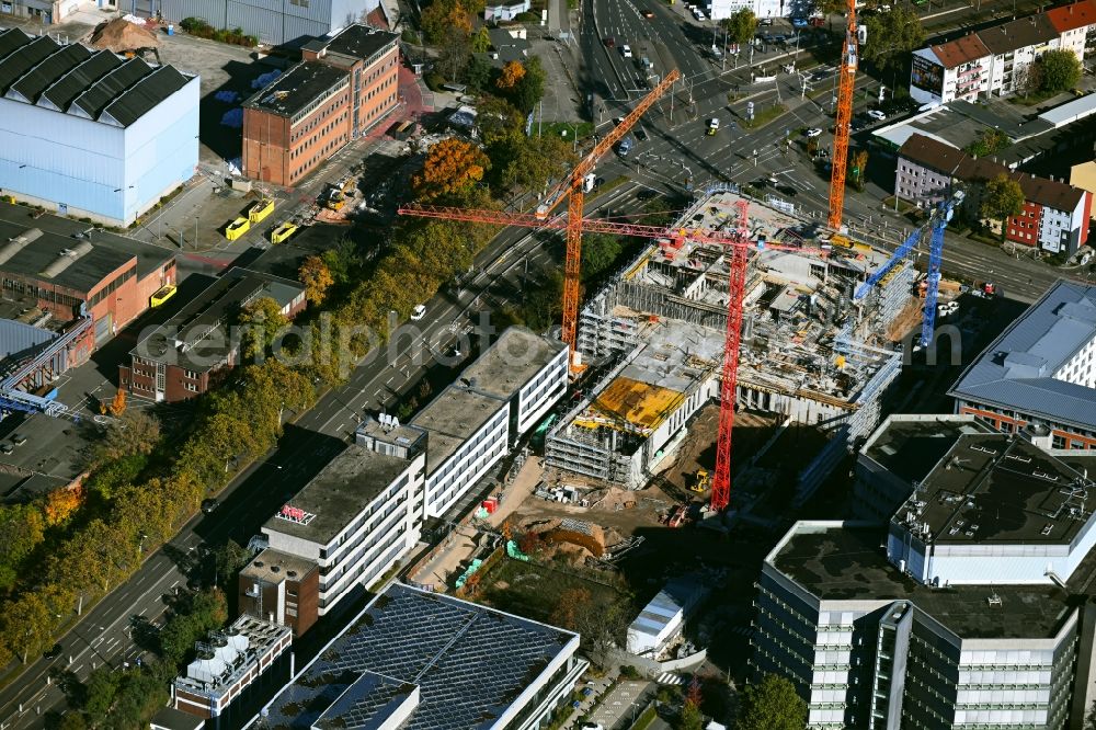 Aerial image Mannheim - Construction site for new high-rise building complex Rollbuehlstrasse corner Kallstadter Strasse in the district Kaefertal in Mannheim in the state Baden-Wuerttemberg, Germany