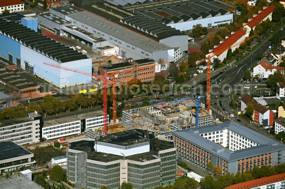 Mannheim from above - Construction site for new high-rise building complex Rollbuehlstrasse corner Kallstadter Strasse in the district Kaefertal in Mannheim in the state Baden-Wuerttemberg, Germany