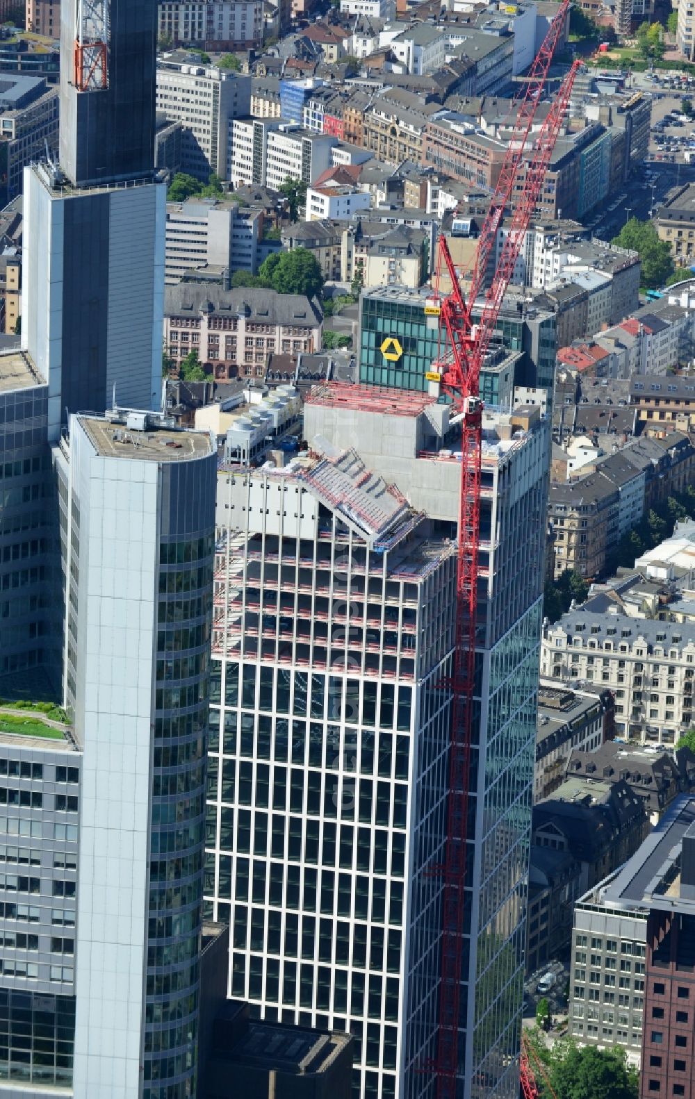 Frankfurt am Main from above - Construction site for new high-rise building complex Taunusturm in Frankfurt in the state Hesse, Germany