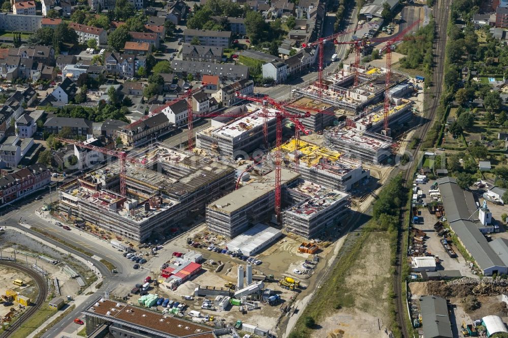 Mülheim an der Ruhr from the bird's eye view: Construction site for the new building of the University of Duisburg in the Ruhr West Street in Mülheim an der Ruhr in North Rhine-Westphalia