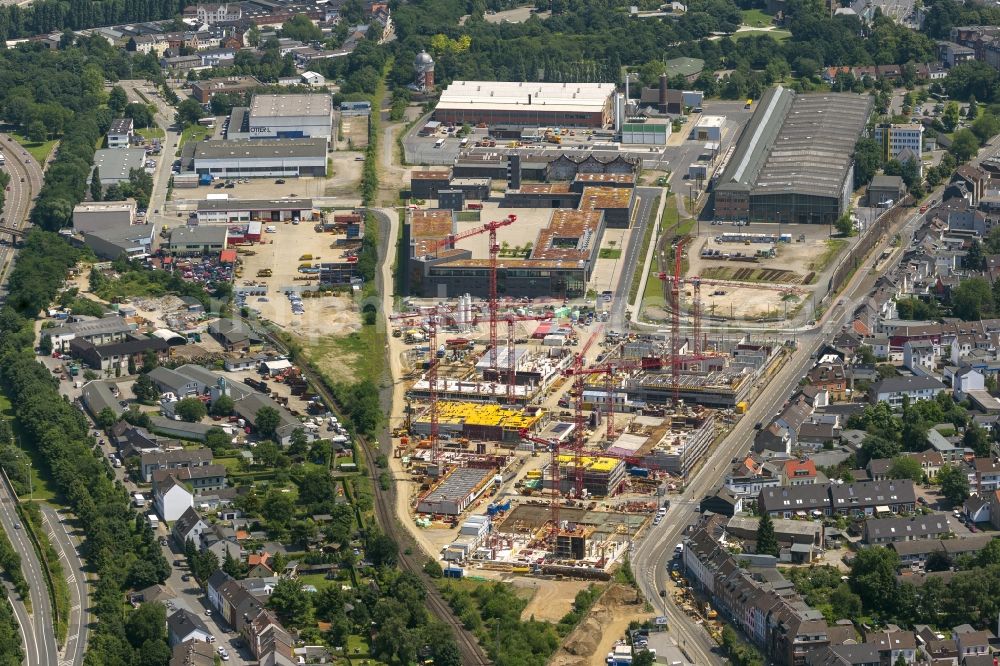 Mülheim an der Ruhr from above - Construction site for the new building of the University of Duisburg in the Ruhr West Street in Mülheim an der Ruhr in North Rhine-Westphalia