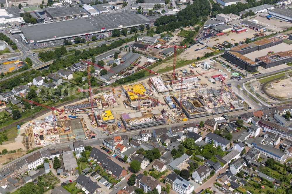 Mülheim an der Ruhr from above - Construction site for the new building of the University of Duisburg in the Ruhr West Street in Mülheim an der Ruhr in North Rhine-Westphalia