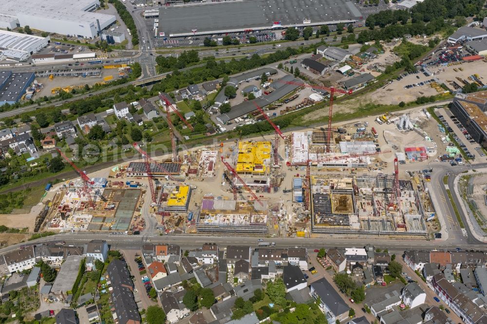 Mülheim an der Ruhr from the bird's eye view: Construction site for the new building of the University of Duisburg in the Ruhr West Street in Mülheim an der Ruhr in North Rhine-Westphalia