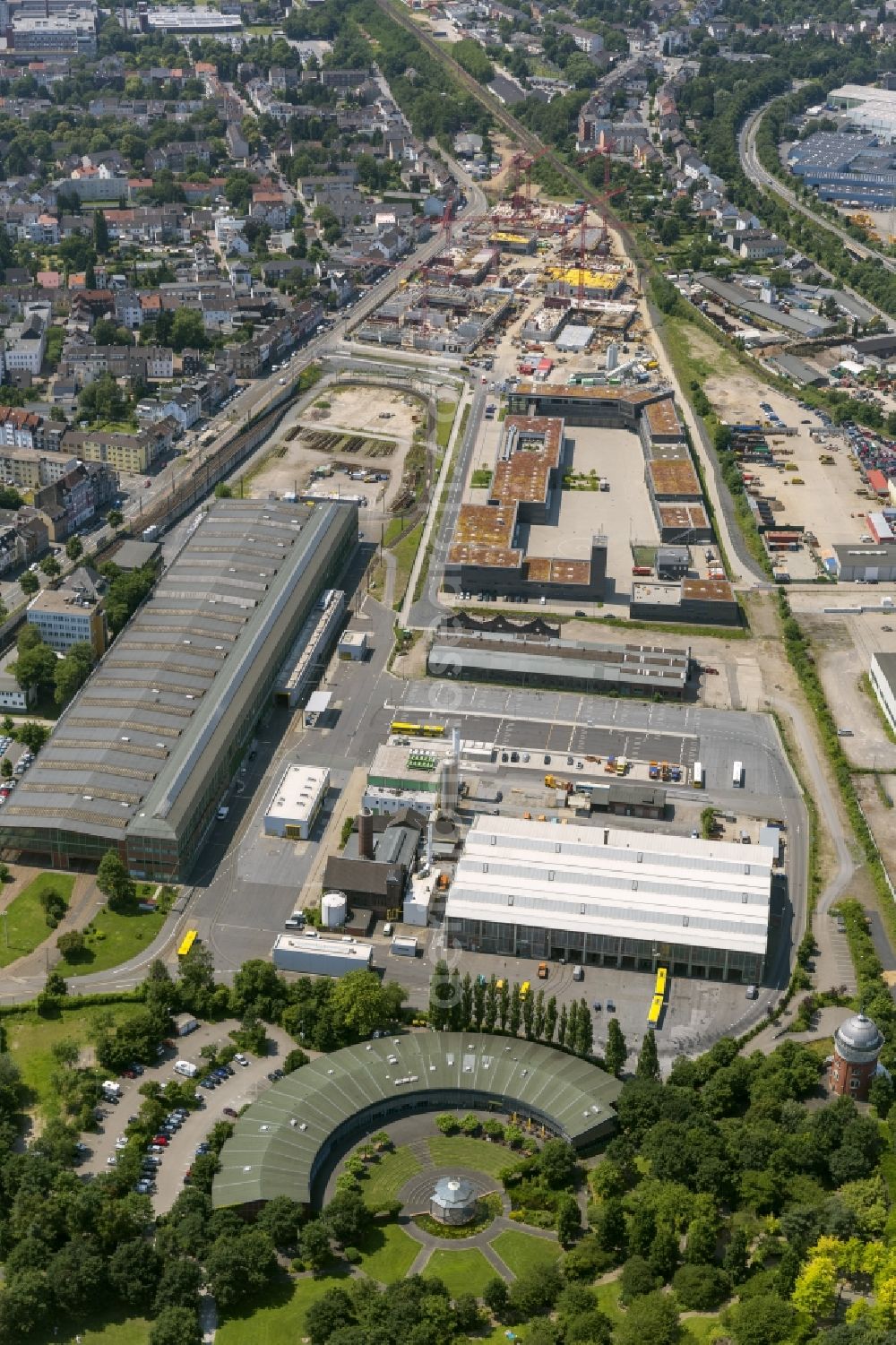 Mülheim an der Ruhr from above - Construction site for the new building of the University of Duisburg in the Ruhr West Street in Mülheim an der Ruhr in North Rhine-Westphalia