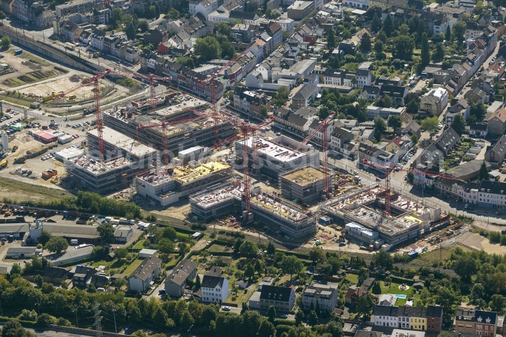 Mülheim an der Ruhr from the bird's eye view: Construction site for the new building of the University of Duisburg in the Ruhr West Street in Mülheim an der Ruhr in North Rhine-Westphalia