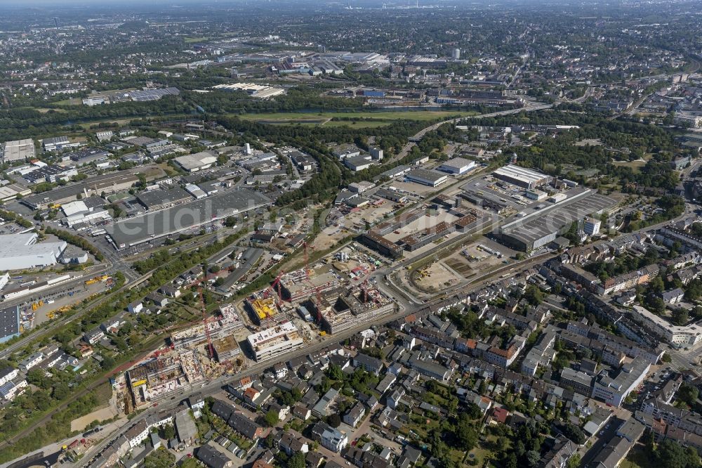 Aerial photograph Mülheim an der Ruhr - Construction site for the new building of the University of Duisburg in the Ruhr West Street in Mülheim an der Ruhr in North Rhine-Westphalia