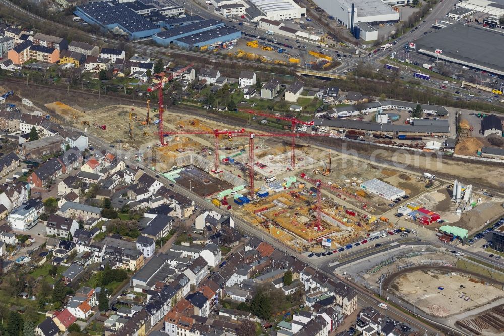 Mülheim an der Ruhr from above - Construction site for the new building of the University of Duisburg in the Ruhr West Street in Mülheim an der Ruhr in North Rhine-Westphalia